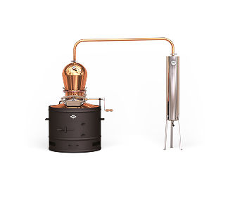 Alambique tradicional fijo 120 L con enfriador de flujo 30 L